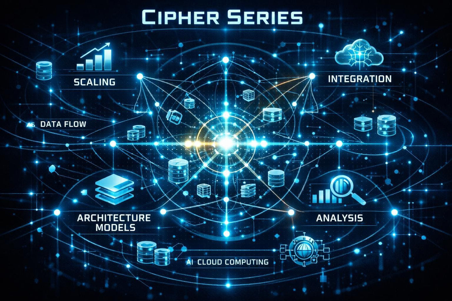 Diagram of cloud computing and related concepts with 'Cipher Series' at the top.