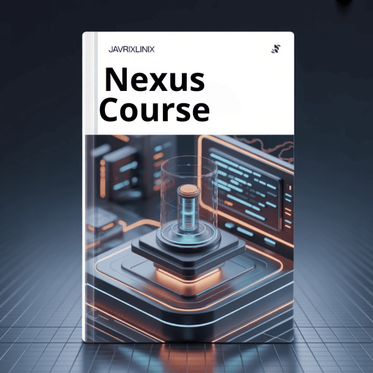 Book titled 'Nexus Course' with a futuristic design on a dark background
