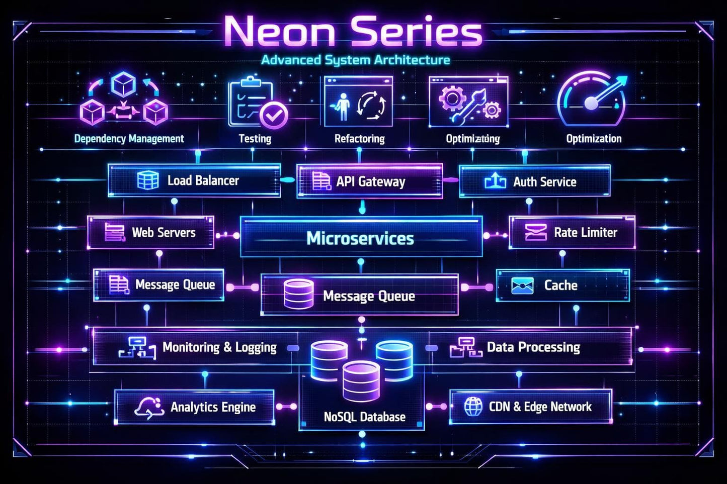 Neon Series advanced system architecture diagram with various components.