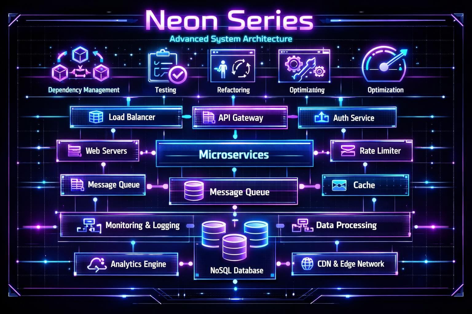 Neon Series advanced system architecture diagram with various components.
